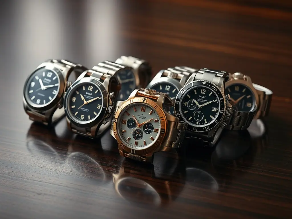 An image showcasing a diverse collection of watches, highlighting the mixed batch policy and the ability to curate unique selections.